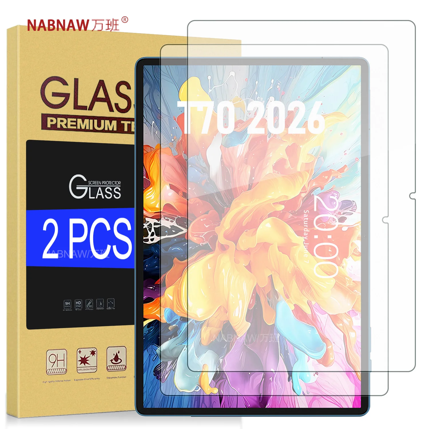 Für Teclast T70 2026 Full HD Displayschutzfolie aus gehärtetem Glas auf Teclast T70, schadenssichere Folie, ölabdeckend, blasenfrei, 2-teilig