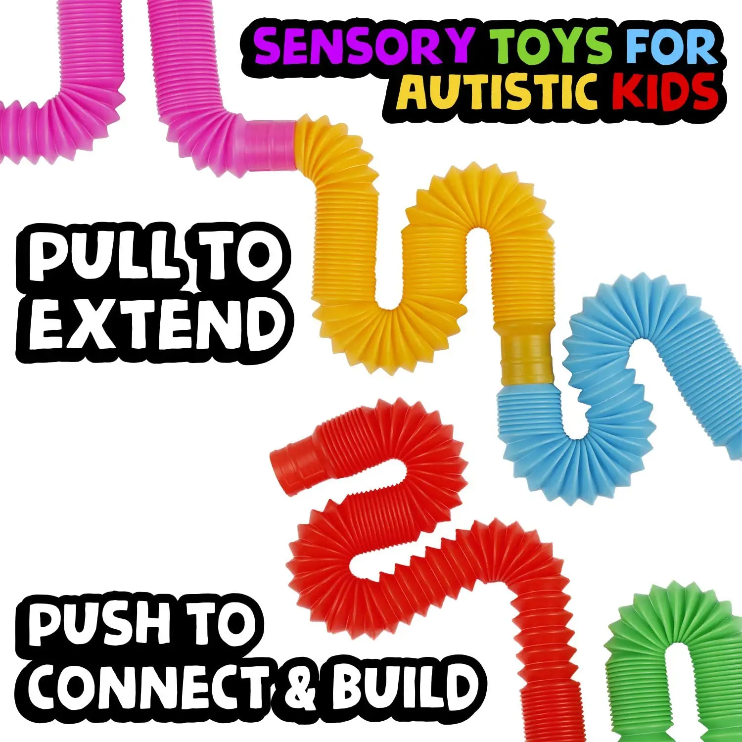 8 Pack Mini Tube Sensory Fidget Toy Colorful Heavy-Duty  for Construction Building Educational Toys for Stress Autism ADHD view 2