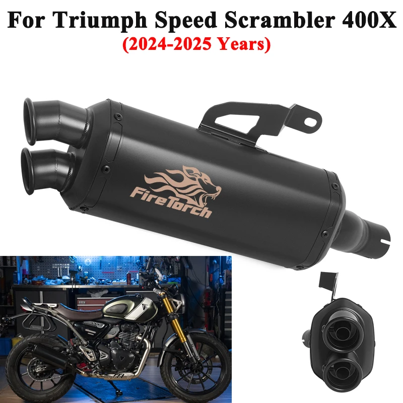 

Для Triumph Speed 400 Scrambler 400X 2024 2025 мотоциклетные выхлопные системы побега, надеваемые на среднюю трубу, глушитель, двойной DB Killer