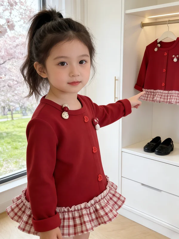 

Повседневная модная толстовка-платье для девочек, весенняя новинка, корейская версия, милая, с декоративным подолом, одежда для маленьких девочек