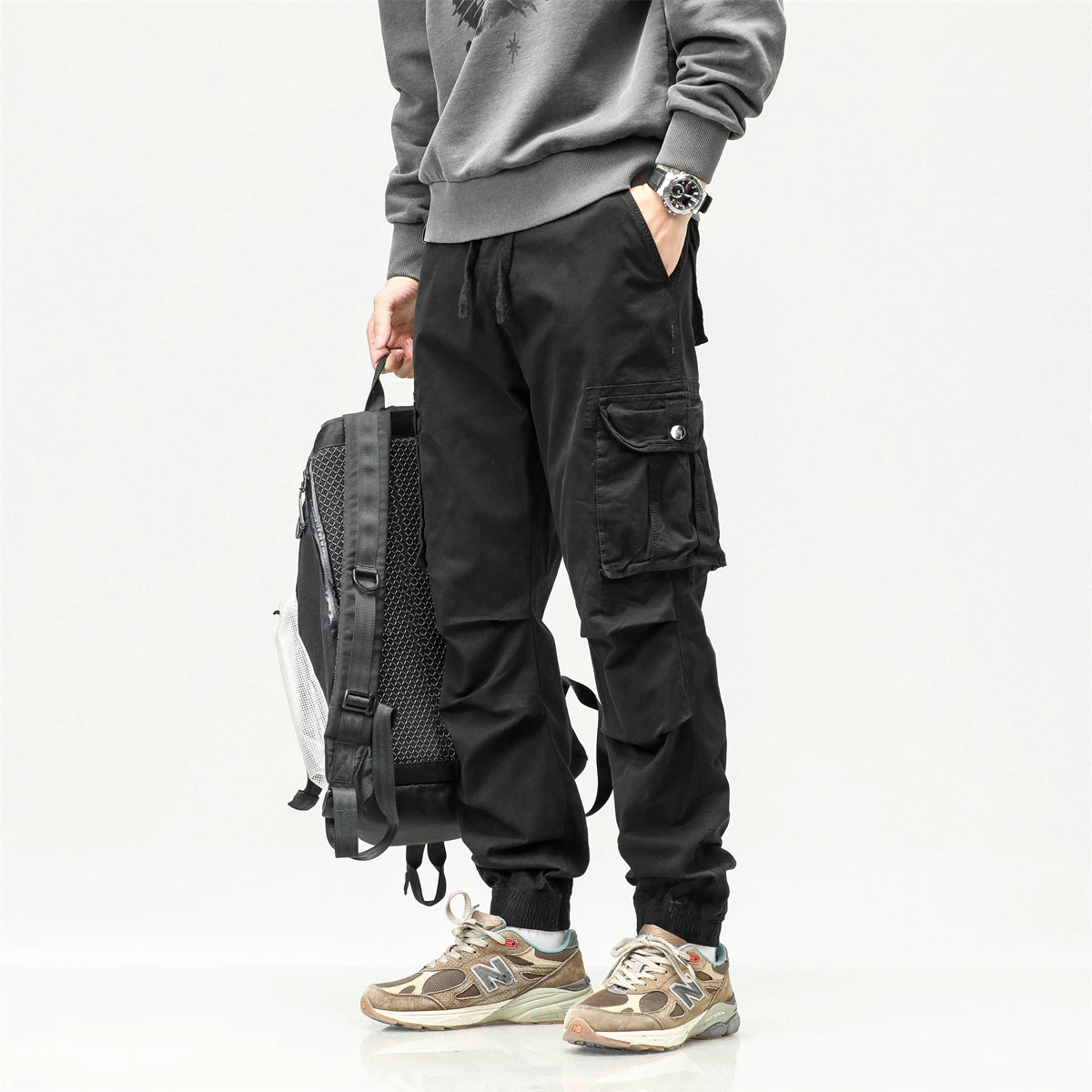 

Мужские облегающие зимние брюки-карго, толстые теплые повседневные хлопковые термобегуны с флисовой подкладкой, уличная одежда с несколькими карманами