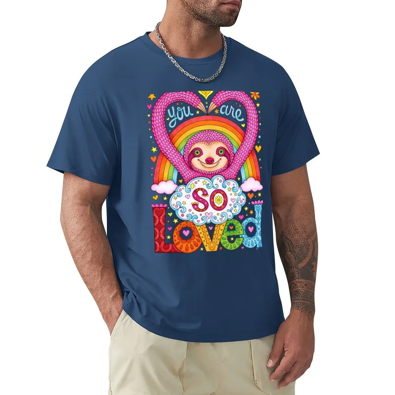 You are so loved - Cute Rainbow Sloth - Art by Thaneeya McArdle T-Shirt plus size tops hippie clothes for a boy t shirts men