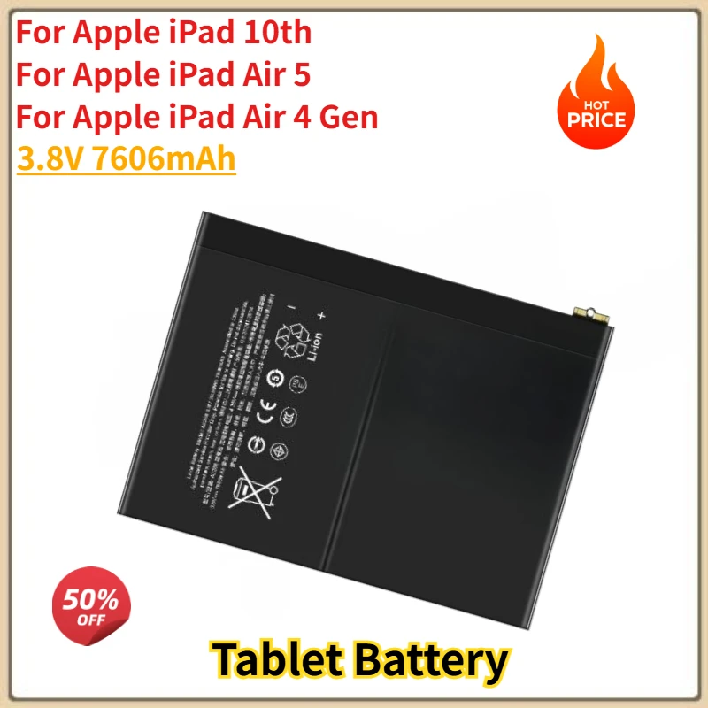 

High Quality Tablet Battery 3.8V 7606mAh for Apple iPad 10th/ Air 5 / Air 4Gen A2324 A2325 A2072 Brand New Replacement Battery
