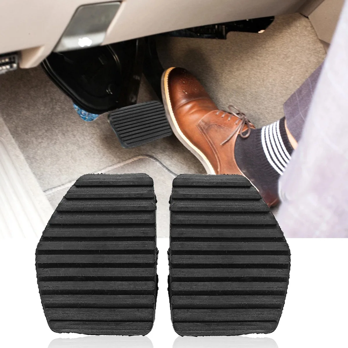 1 Pair Black Anti-Skid Clutch Pedal Brake Pedal Rubber Cover Fit for Peugeot/Citroen 1007 207 208 301 C3 C4 307 308 508