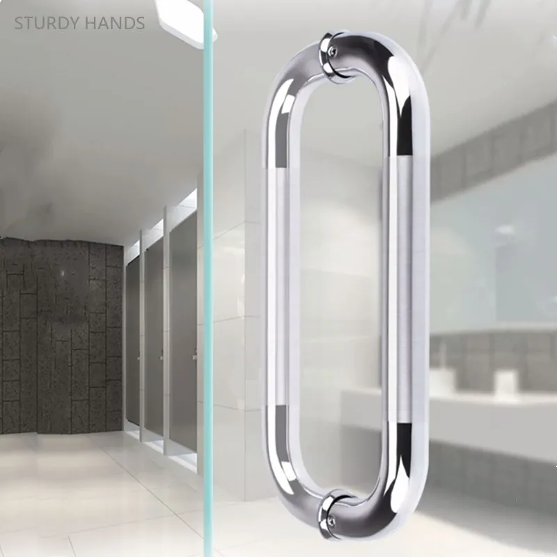 Glass Door Handle Bathroom Sliding Door Stainless Steel Handle Kitchen Door Round Tube Grab Rail Household Hardware Accessories