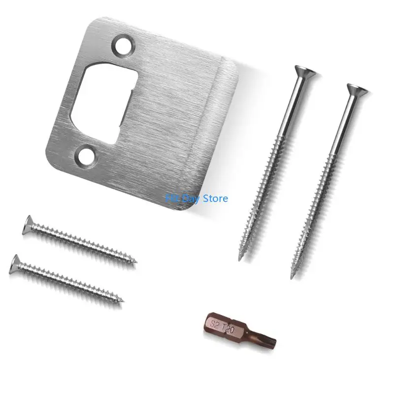 F92C Lock Tongue Buckle Plate Door Lock Latches Guide Plate With Screws Latches Security Reinforcement Repair Plate Easy to