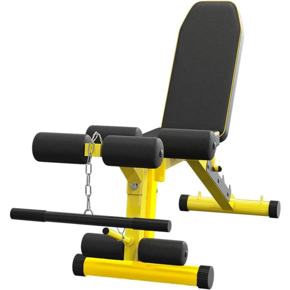 Banco de pesas utilitario con extensión de piernas, banco ajustable multiposición para entrenamiento de fuerza, ejercicio con mancuernas y ab workou