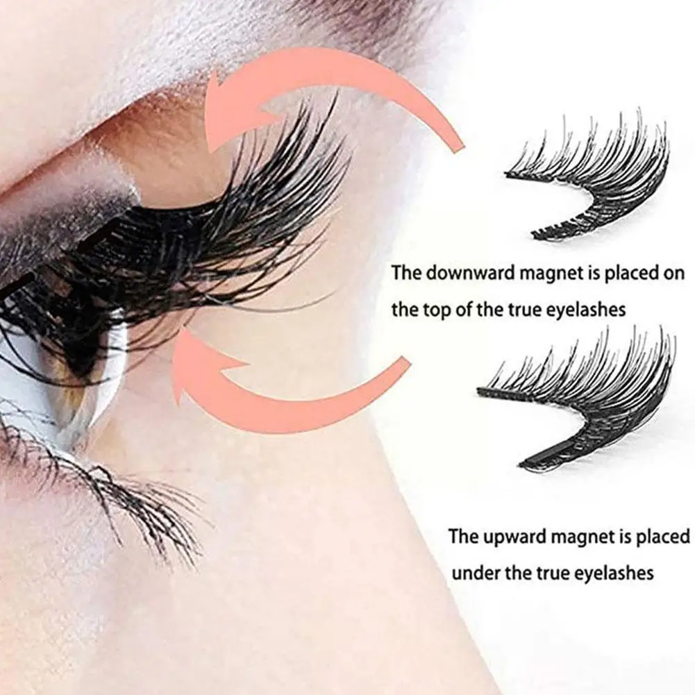 1 Pair 3D Magnetic False Eyelashes With Magnetic Eyelashes Makeup Quick Lasting Dry Natural Long Eye False E9S5