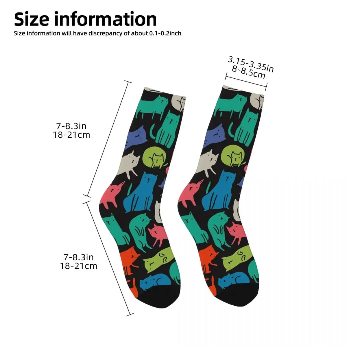 Cool Cats. Funny Cute Colorful Pet Design Socks Harajuku Sweat Absorbing Stockings All Season Long Socks Accessories