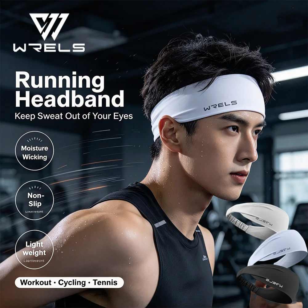 WRELS Summer Sports Quick-Dry Headbands Men Women Sweat Absorption Headbands Elastic Workout Anti-slip Breathable Sweatbands