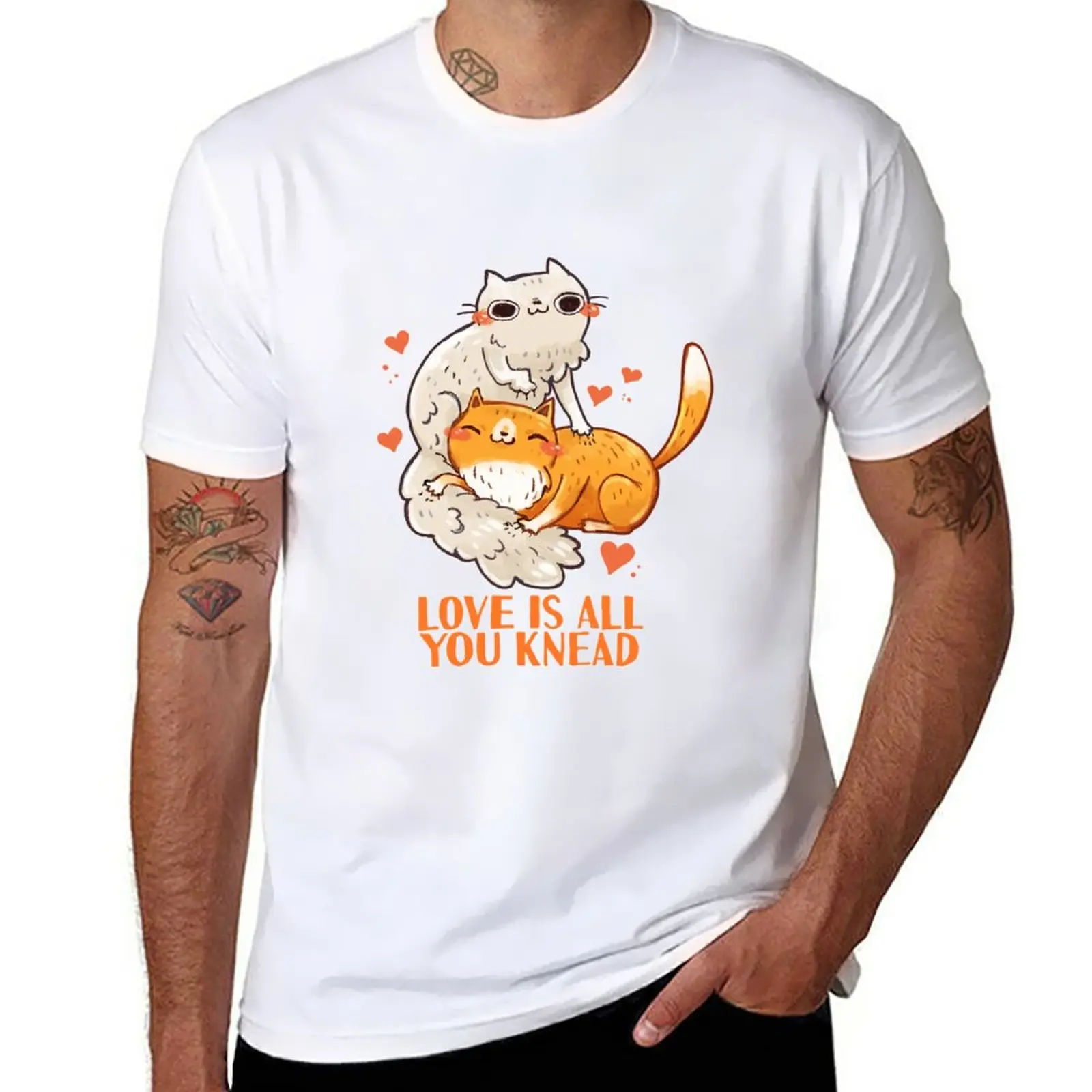 Cute Cats - Love is all you knead T-Shirt Short sleeve tee Blouse oversized t shirts for men