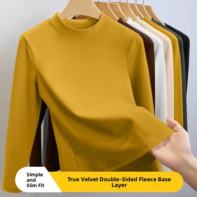 

Двусторонний женский теплый топ Fce Thiened Round Ne Base irt, осень-зима, элитный теплый топ средней длины