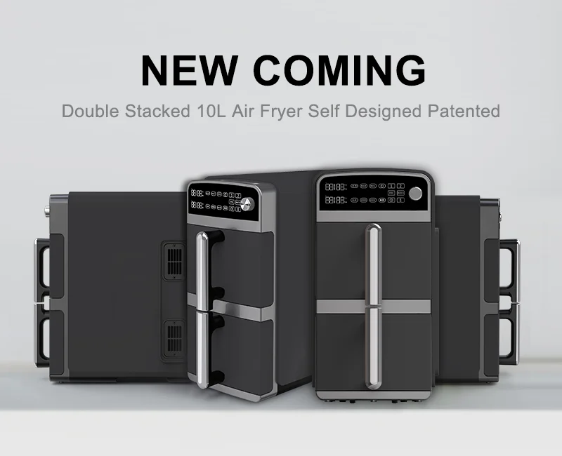 High Quality Stainless Steel Electric Digital Vertical 10L Double Stack Air Fryer Dual Basket Machine Multifunctional Wholesale