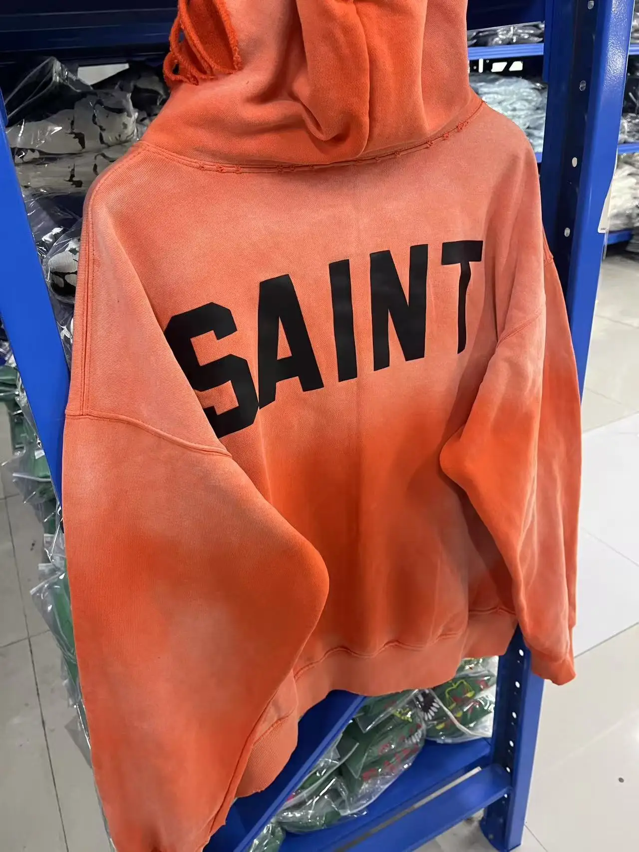 نوعية جيدة سانت هوديي سترة هول الشعار الكلاسيكي غسلها والمتعثرة النساء الرجال شارع العليا أزياء المتضخم هوديي #4