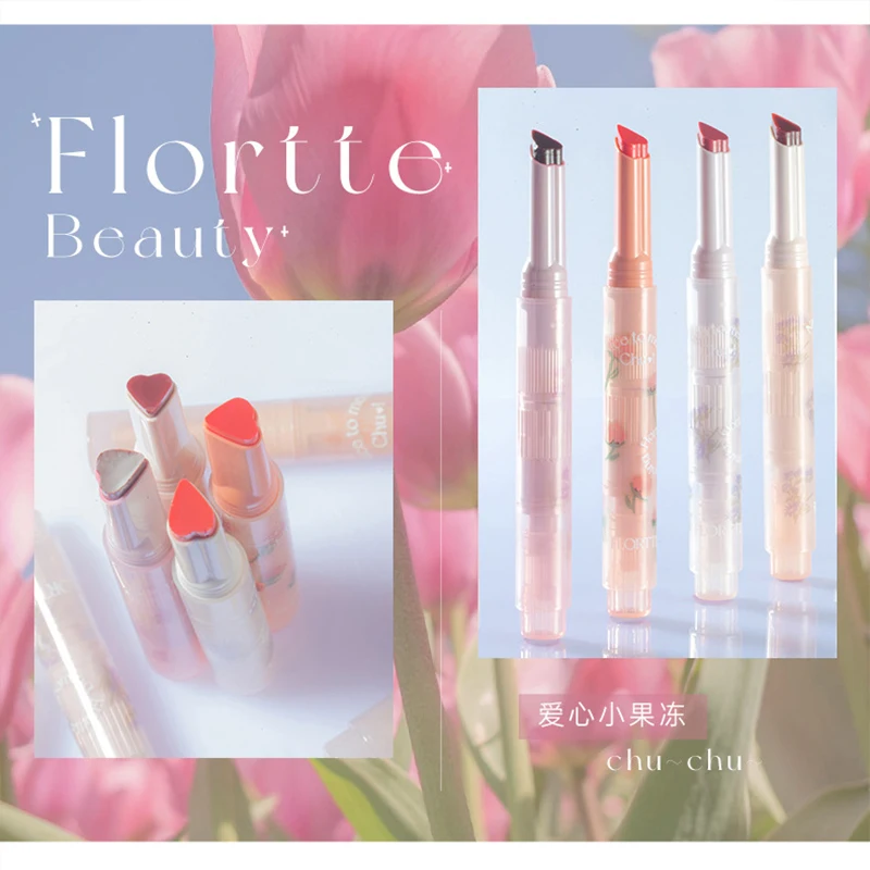 FLORTTE Floria First Kiss Series Love Stick Lipstick Pen Mirror Watershine Lip Glaze Water Moisturizing Love Lipstick 13 Colour