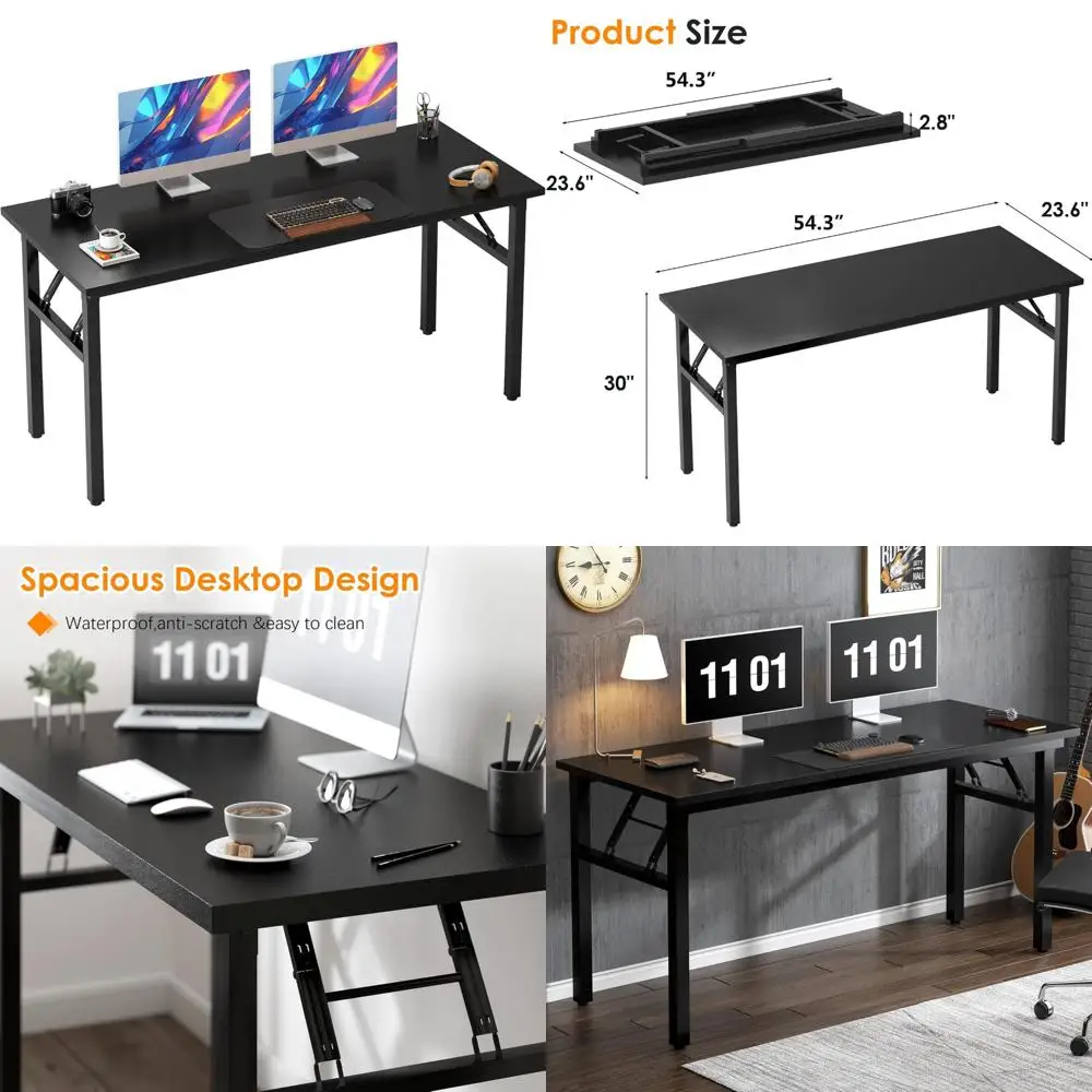 

54-Inch Large Folding Desk for Home Office, Study, and Writing - Easy Assembly, Ideal for Students and Workstations