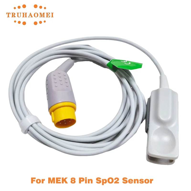 SpO2 Sensor 8 Pin Reusable SAO2 Heart Rate Probe with Adult Finger Clip Type SpO2 Sensor For MEK MP1000 MP1200