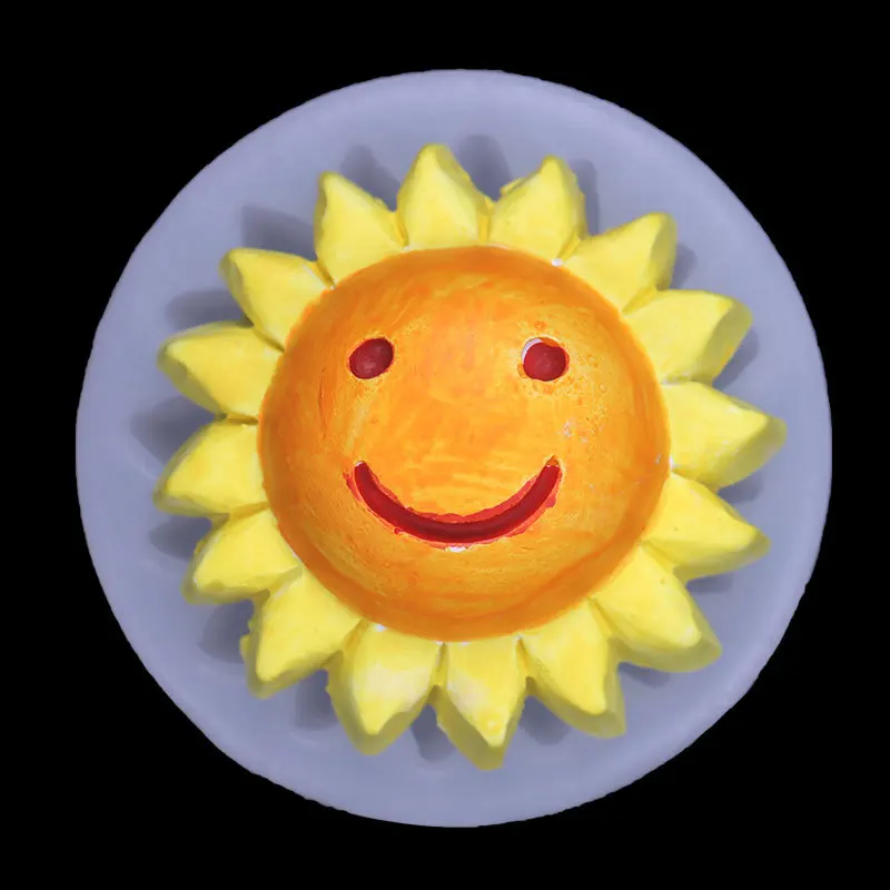 SUNFLOWER Smiling Face Fondant Chocolate Cake Decoration Silicone Mold Epoxy Ornament Accessories Mould 15-994