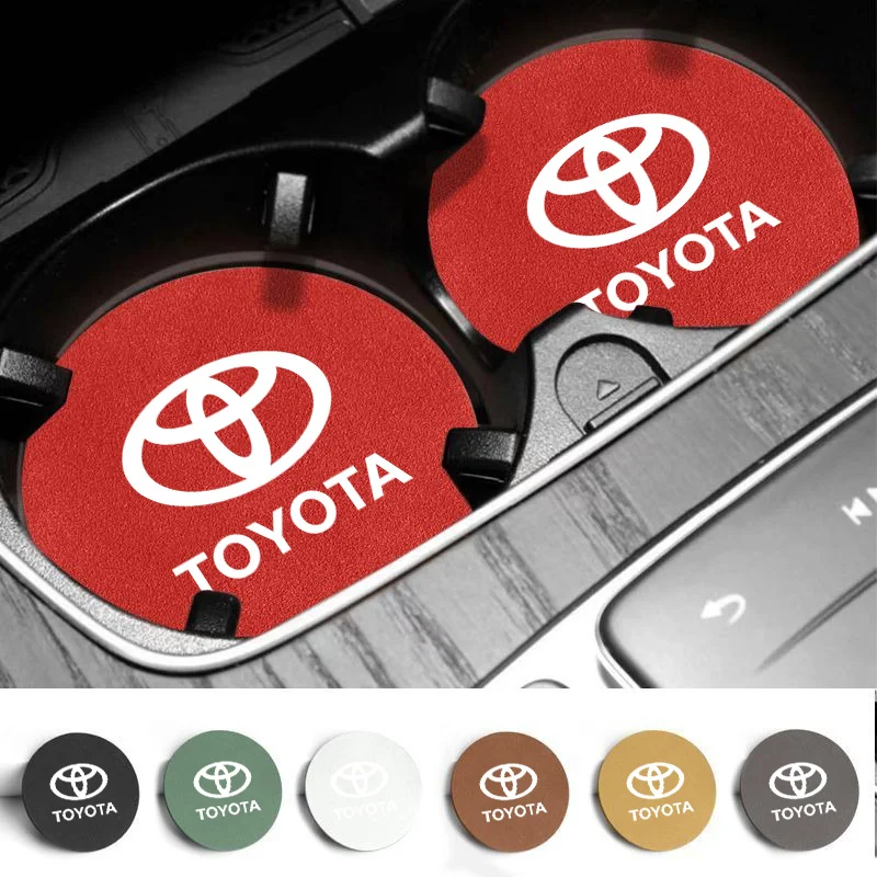 Leather Car Coasters Water Cup Mat For Toyota Hilux Aygo Yaris Ractis Corolla CHR Caldina Cruiser Rav4 Auto Interior Accessories