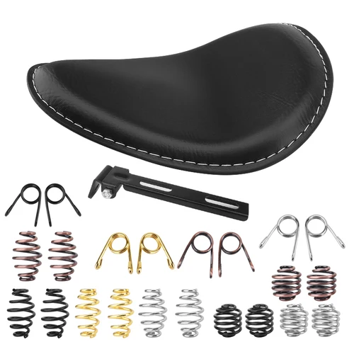 Asiento individual de resorte negro para motocicleta + Kit de soporte de montaje de resorte de 3 ""para Harley Custom Chopper Bobber Honda Yamaha Kawasaki Suzuki