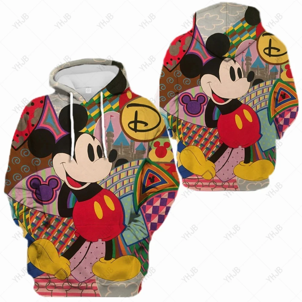 Disney-Moletom feminino impresso Mickey Spice, moletom dos desenhos animados, top, moda versátil, design original