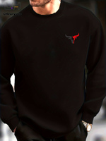 Men's autumn and winter fashionable casual loose bull graphic printed long sleeved round neck sweatshirt