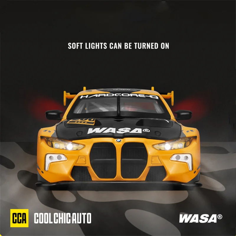 WASA Joint Edition 1:24 BMW M4 GT3 AUDI R8 LMS Alloy Sports Car Model Diecast Metal Track Racing Car Model Sound Light kids Gift