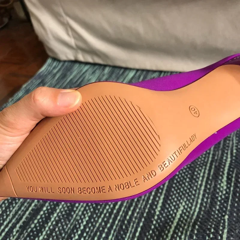Plus Size Women 7.5cm 10.5cm High Heels Fetish Concise Party Pumps Lady Vintage Purple Satin Low Heels Comfortable Career Shoes