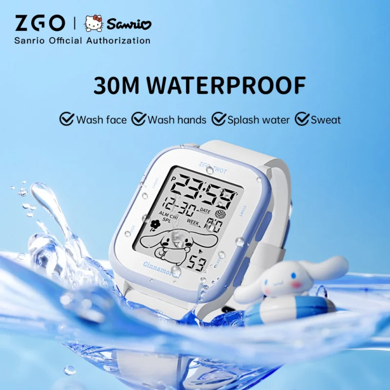 ZGO  Sanrio Cinnamoroll Kids watch For girls students Cute simple style Waterproof square digital electronic watch Gift 878