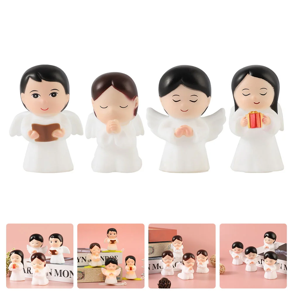 

4 Pcs Pray Little Angel Outdoor Ornaments Cherub Decor Decorations Boy and Girl Figurine Decorative Artware Vinyl Adornment