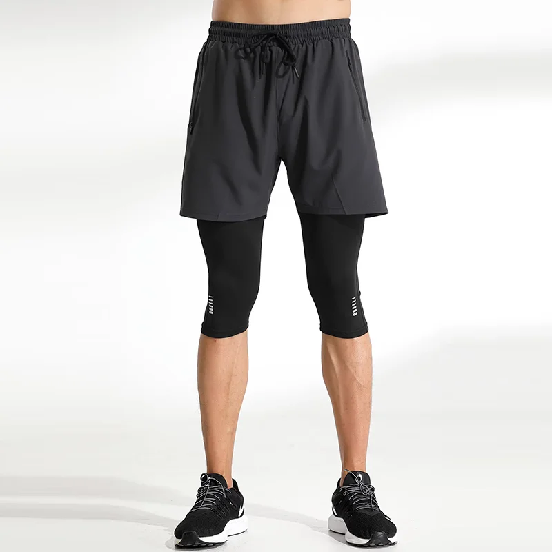 New Men Run Trouser 2 In 1 Double Layer Pant Tight Two Piece Running Training Gym Sweatpant With Pockets Running Trousers image 6