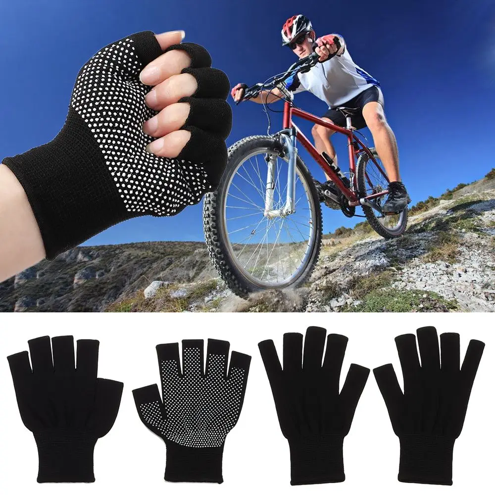 Respirável Nylon meio dedo luvas, Anti-Slip Mittens, Acessórios De Pesca, Equipamento Da Bicicleta, Trabalho Ciclismo