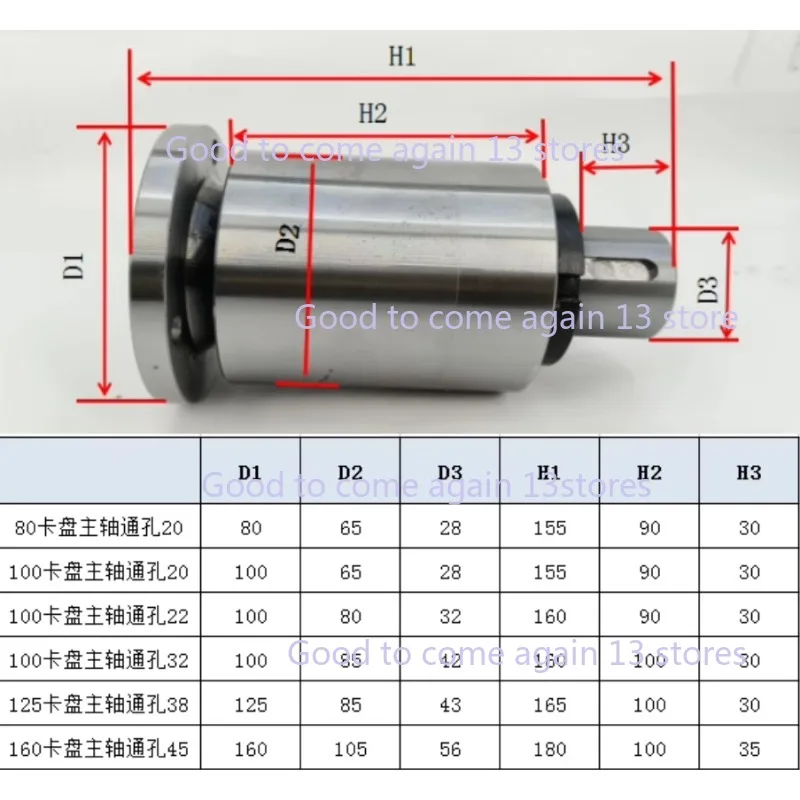 

High Quality NEW 100/125/Lathe Spindle Large Hole Lathe Spindle High-strength Lathe Head Assembly With Flange Accessories