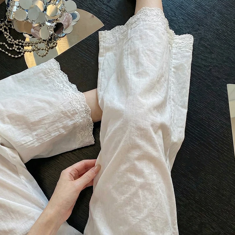 Elegant Embroidered Cotton Lin - Linen Pant Wide 评论和价格