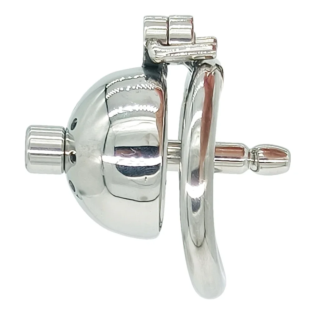 Stainless Steel Screw Lock Male Chastity Device Adult Cock Cage with Catheter Curve Penis Ring Sex Toys for Men BDSM Sissy