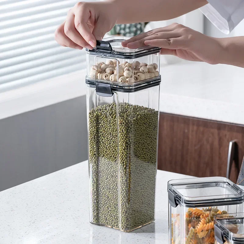 Plastic Food Storage Containers Sealed Cans Kitchen Storage Box Transparent Food Canister Keep Fresh Clear Storage Containers