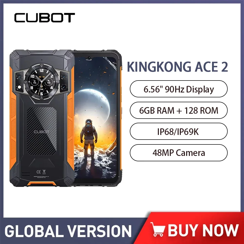 Cubot KingKong ACE 2 ponsel pintar Android, RAM 6GB ROM 128GB 14 5100mAh 48MP 6.56 inci Ultra tipis ponsel 90Hz NFC