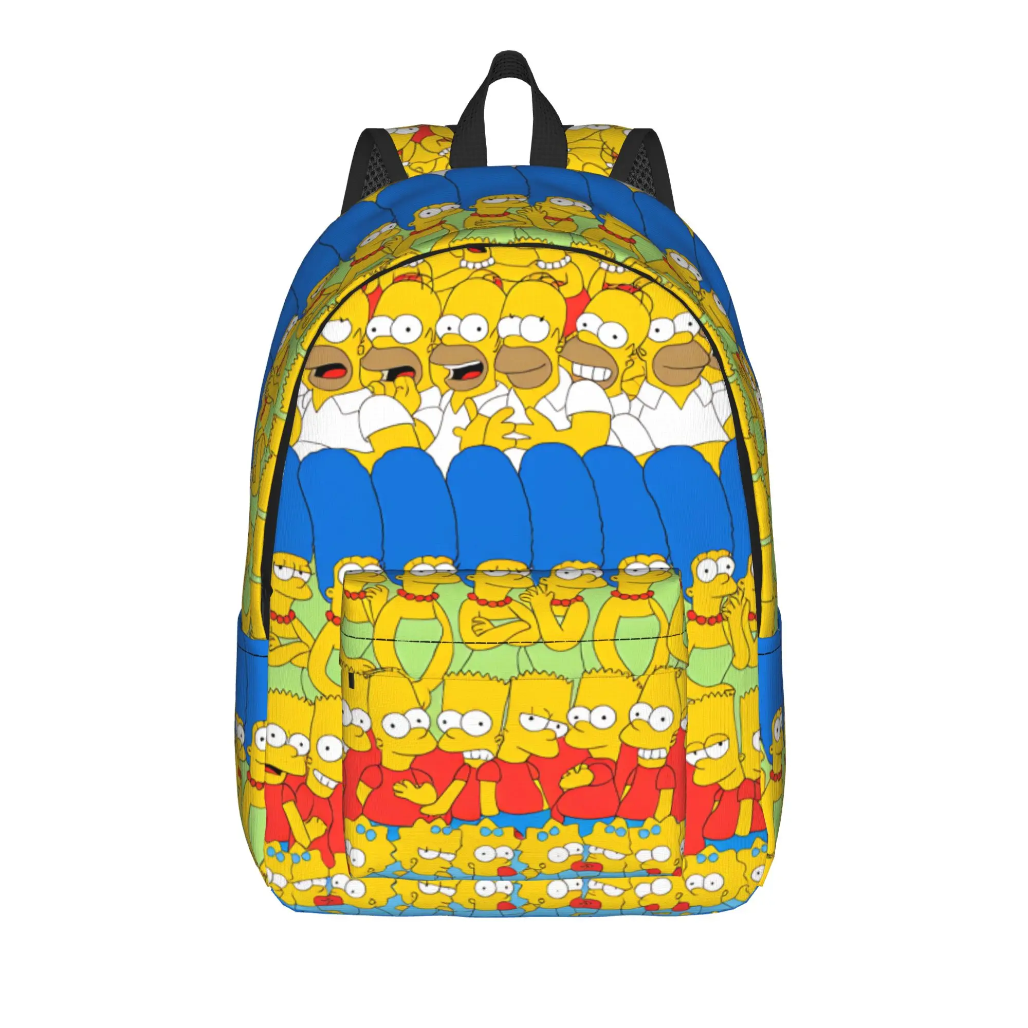 S-Simpsons Characters Group Photo Backpack  Sport Backpacks Boy Colorful Breathable School Bags Kawaii Rucksack