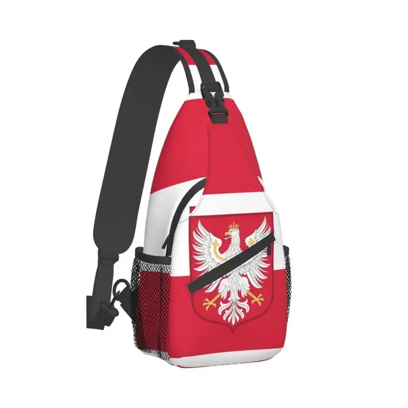 Casual Kingdom Of Poland Flag Sling Bag for Travel Hiking Men Crossbody Chest Backpack Shoulder Daypack