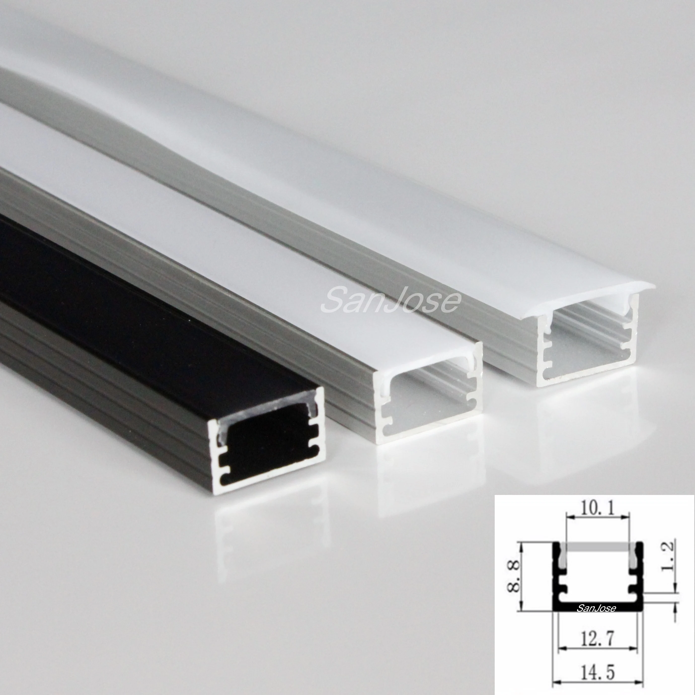 40m (20pcs) a lot, 2m per piece, aluminum profile for led strip light with black cover or milky diffuse cover