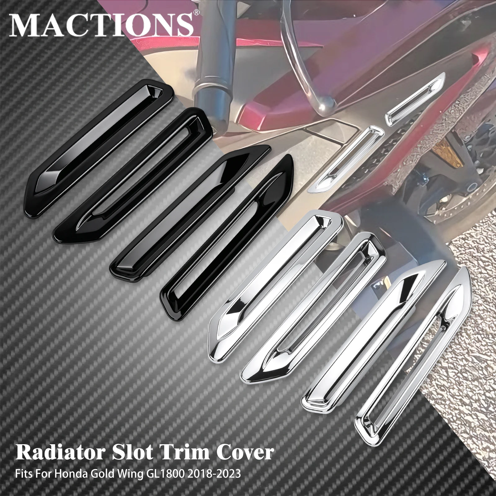 Motorcycle Radiator Slot Trim Cover Black/Chrome For Honda Gold Wing GL1800 2018 2019 2020 2021-2023 Decoration Kit Plastic