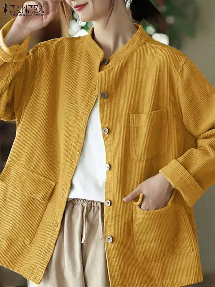 

Oversize Autumn Corduroy Coats ZANZEA Casual Loose Long Sleeve Buttons Down Outwear Women Vintage Jacket Fashion Solid Jackets