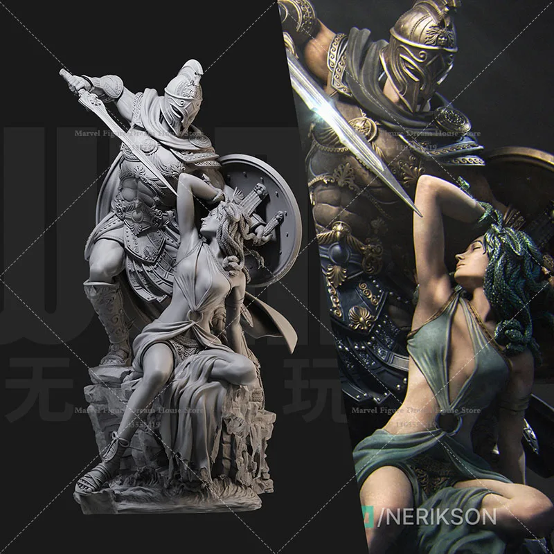 1/24 1/18 Scale Greek Mythological Hero Perseus Battle Snake Haired Witch Medusa  DIY Self-assembled GK 3D Resin Un-panited Doll