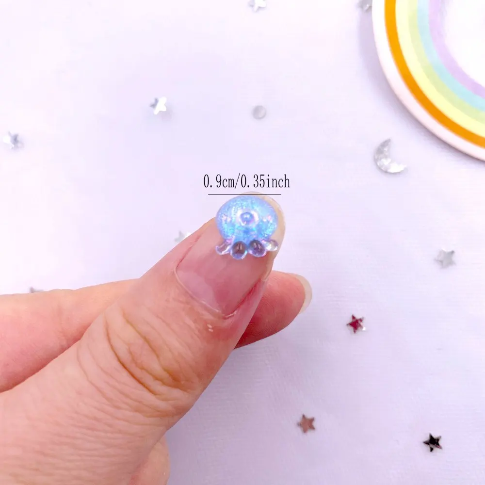 100pcs Resin Kawaii Colorful Glitter Mini Crystal Octopus Gem Flat back Rhinestone Appliques DIY Scrapbook Manicure Nails Crafts