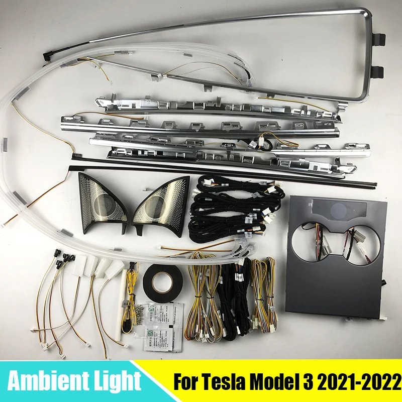 

Laser engraving Decorate inter lamp touch control Ambient Light Center pillar horn cover For Tesla Model 3 2021-2022