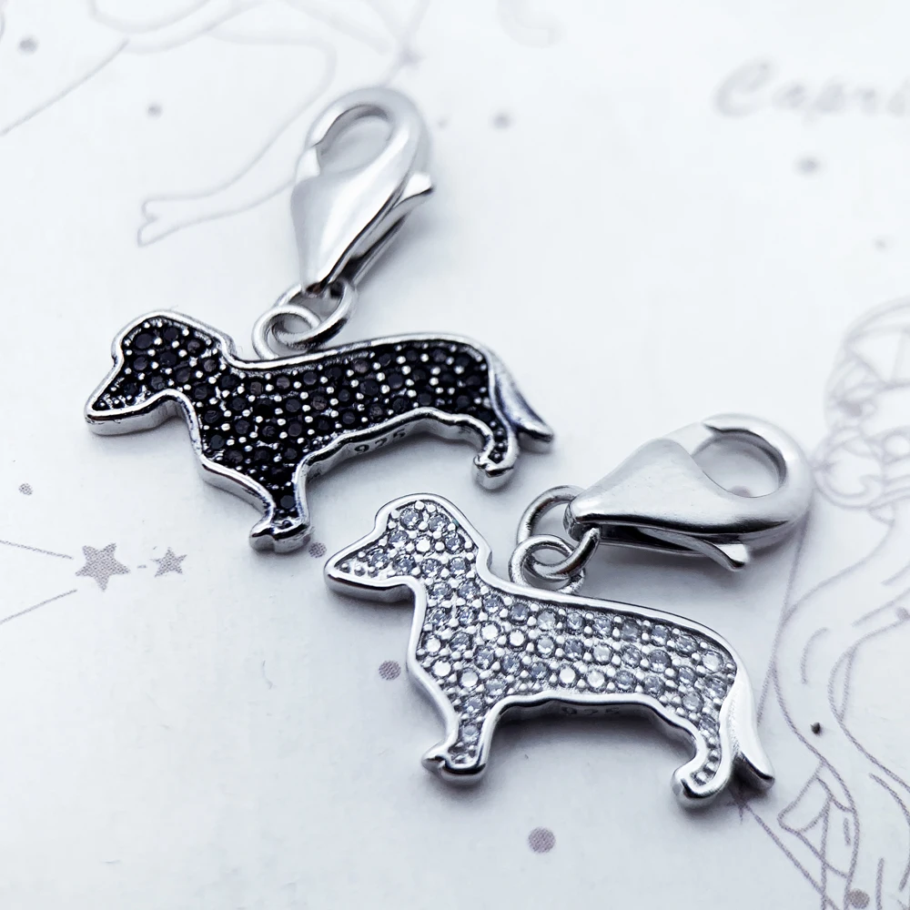 High Quality 925 Sterling Silver Cute Dachshund Pet Dog Charms Pendant For Women Men