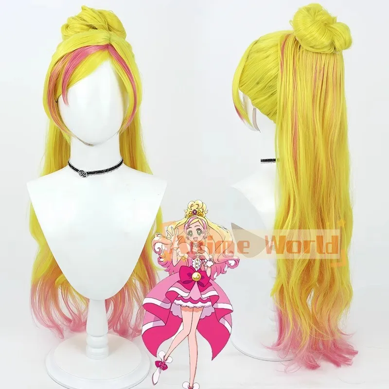 

Anime Go! Princess Pretty Cure Cosplay Wig Cure Flora 85cm Golden and Pink Gradient Hair Kawaii Soaring Hanging Sky Role Play