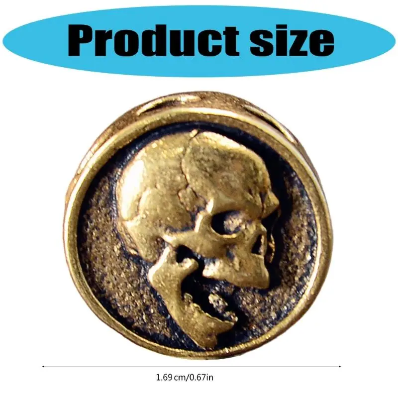 652F Brass Skull Pendant for Handmade Jewelry Gear Beads Charm DIY Accessories