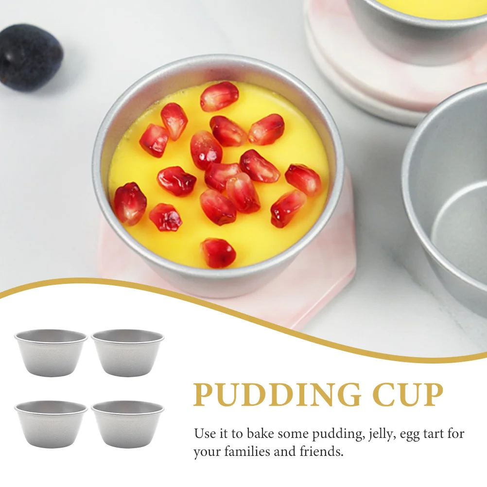 

4Pcs Pudding Cup Molds Baking Supply Safe for Long Use Smooth Design Easy Cleaning Pudding Cup Portable Baking Mold