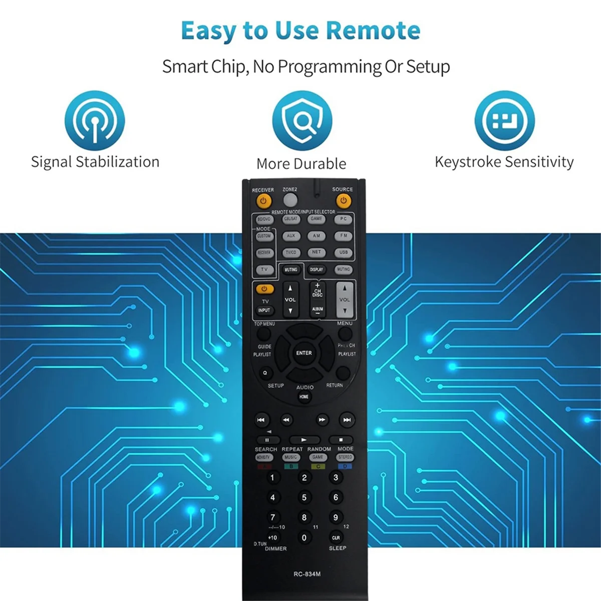 Venda quente RC-834M Substituir Controle Remoto para Receptor AV TX-NR515 TX-NR414 HT-RC440 HT-S6500 HT-S7500 HT-R791 HT-RC460 HT-R758